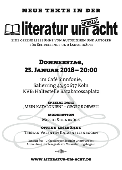 Literatur um 8 - 25,01.2018, Köln